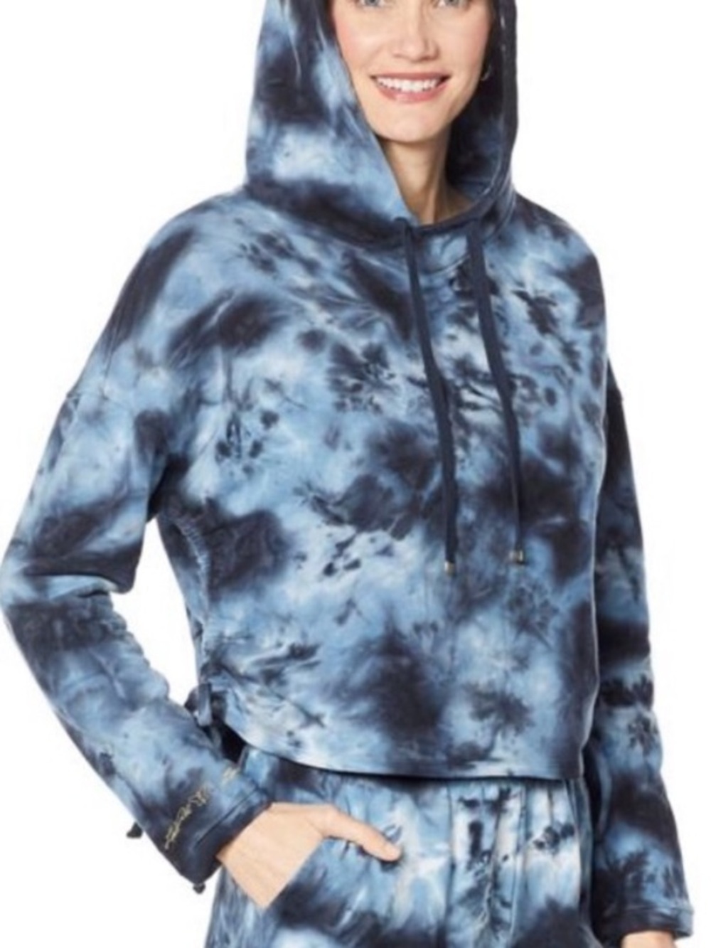Laila Ali stretch cotton pullover ruched cinched tie dye pullover hoodie XL - Picture 11 of 13